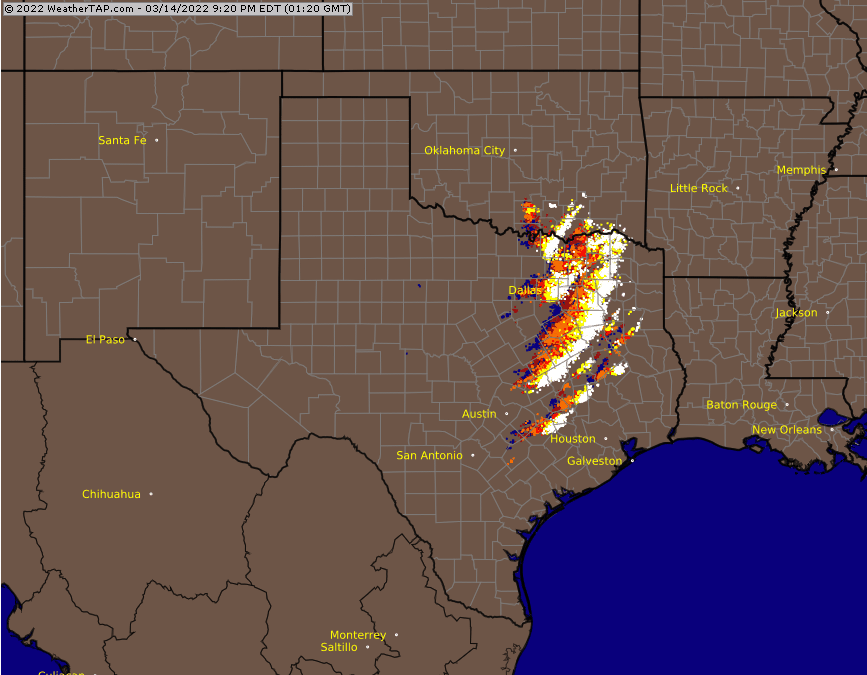 Fig. 8—Lighning map for east Texas on WeatherTAP.