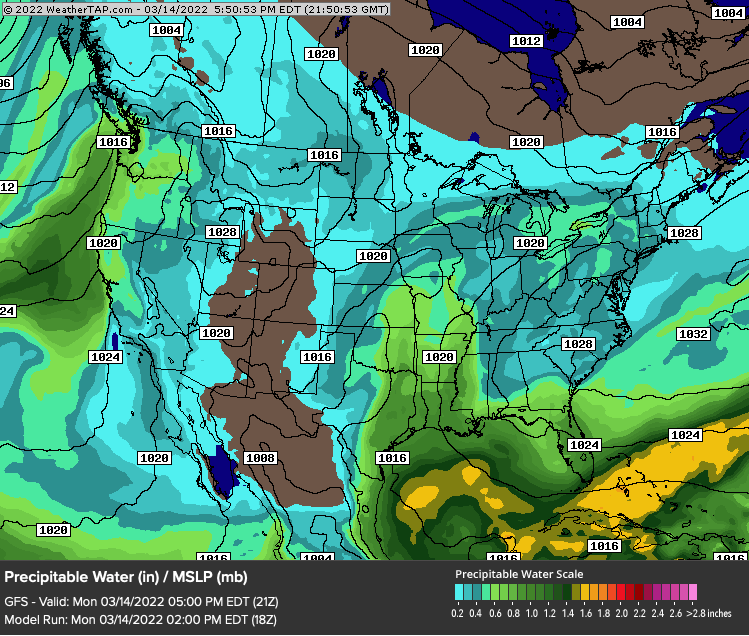 Fig. 9—WeatherTAP map of precipitable water.